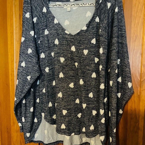 Lucky Brand Navy and White Heart Sweater - Picture 1 of 4